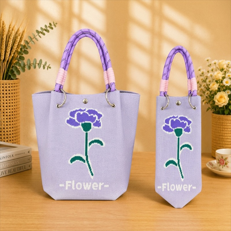 Colorful Floral Knitted Handbag